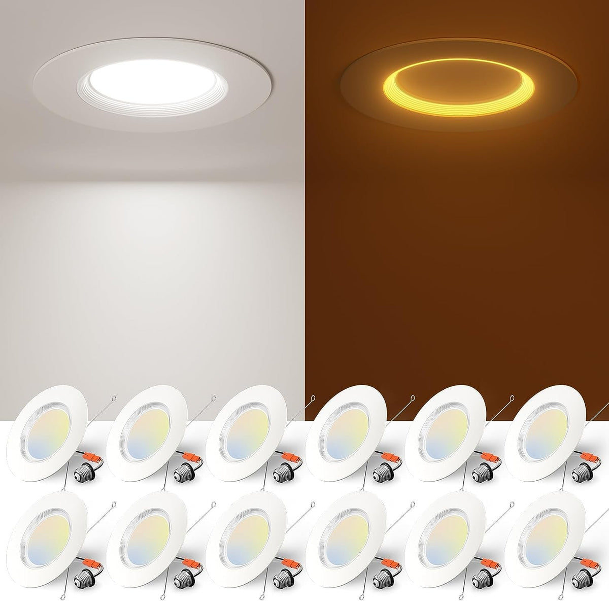 Amico 12-pack 6-inch LED recessed light for sleek ceiling illumination