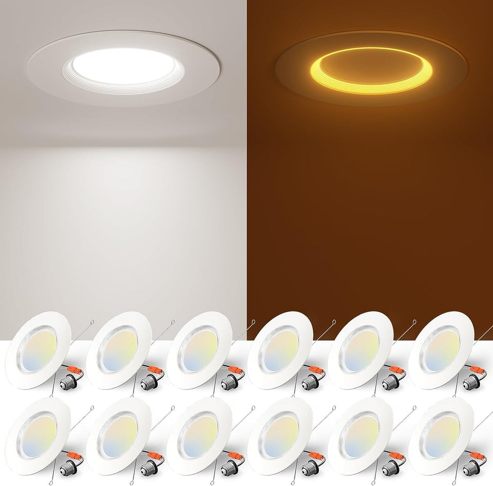 Amico 12-pack 6-inch LED recessed light for sleek ceiling illumination