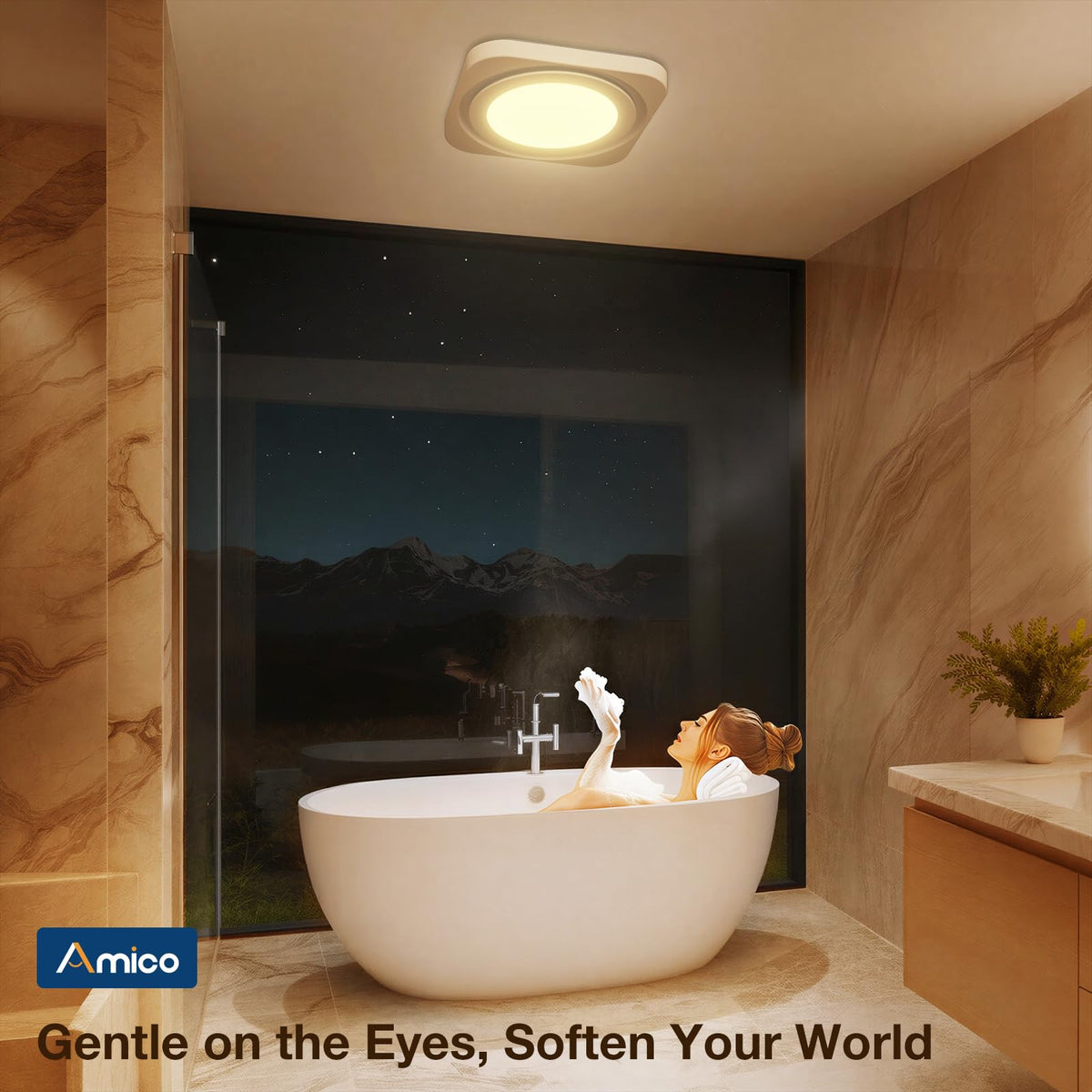 Amico 1400 lumen LED light enhances bright mornings.