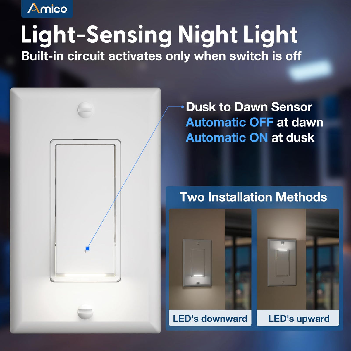 Amico 15A 120/277V switch supports homes and offices