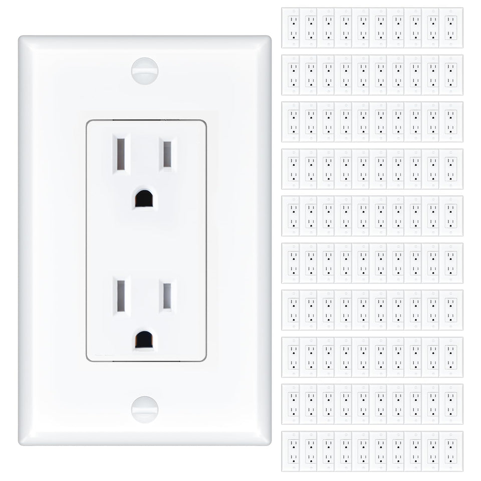 Amico 15A outlet front view for reliable wall installation