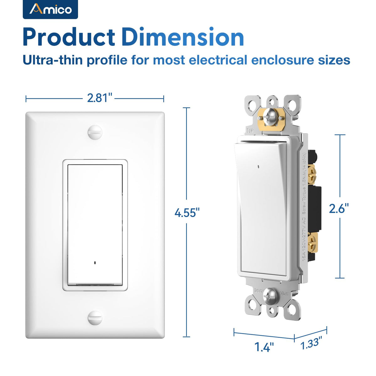 Amico 2-in-1 switch and night light keeps walls tidy