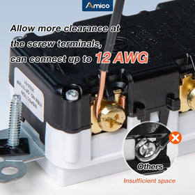 Amico ETL-listed GFCI outlet set includes wall plates and screws.