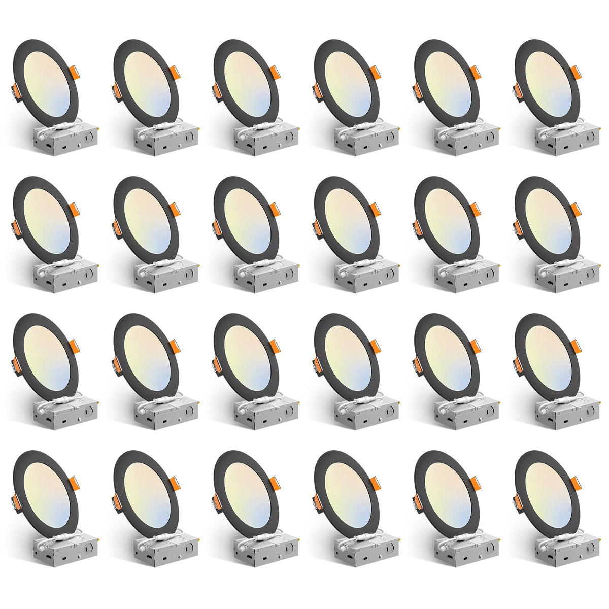 Amico 6-inch canless LED downlight close-up showing 5 CCT options for flexible ambience.