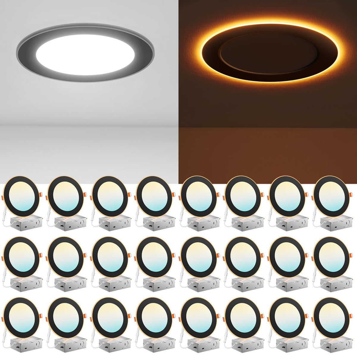 Amico 6-inch downlight with night light for safe nighttime visibility.