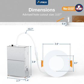 Amico etl-fcc-certified 3-inch wafer light for safety and compliance