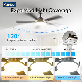Amico up to 2500 lumens for bright, even illumination.