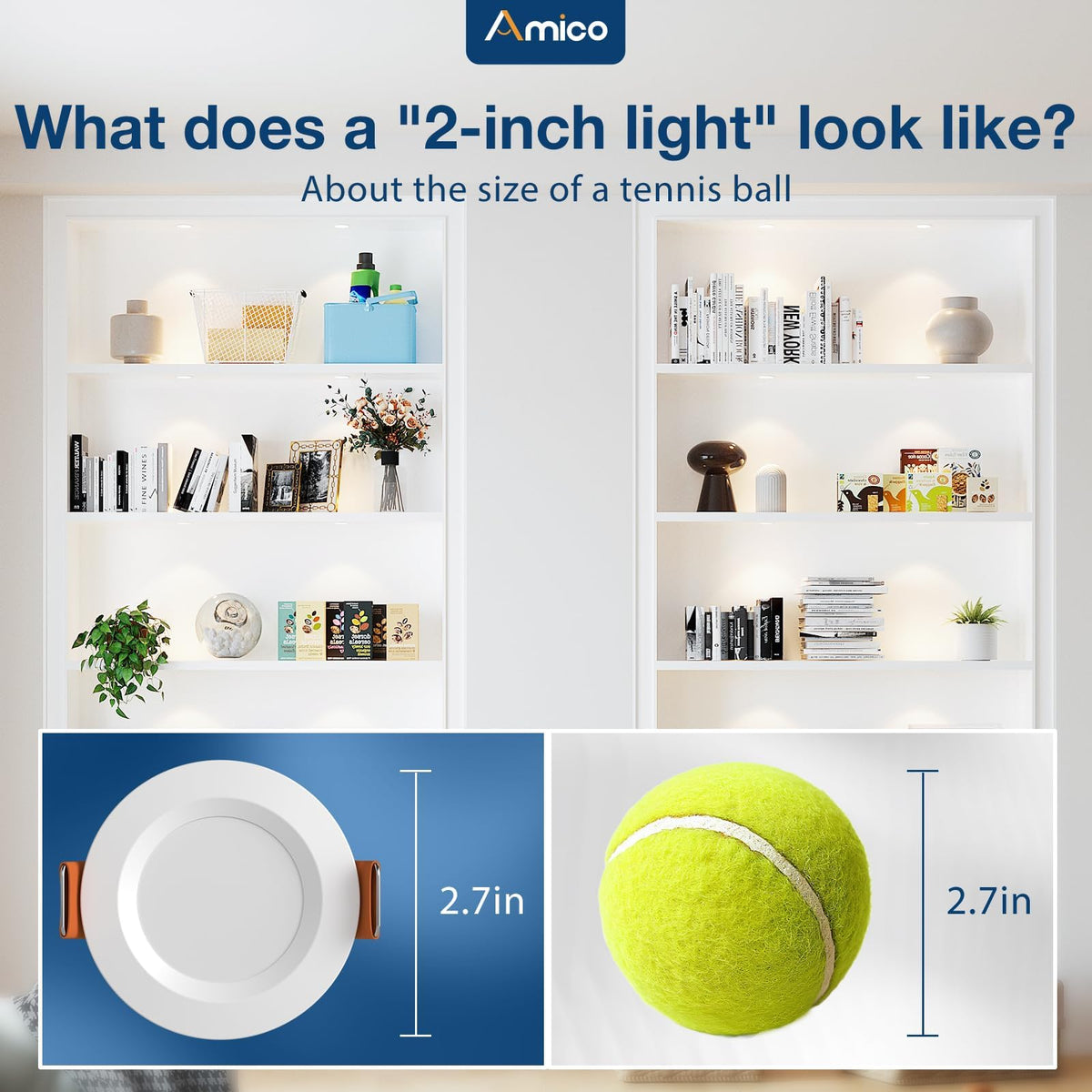 Amico 2-inch ultra-thin downlight with switch for 2700K–5000K modes