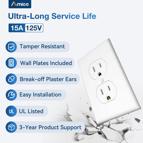 Amico 30-pack outlets shown from the side for easy wiring and quick installation.