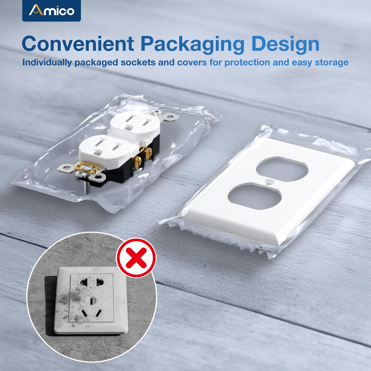 Amico self-grounding clip highlights safer wiring and grounding reliability.