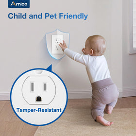 Amico tamper-resistant outlets illustrating safety shutters and accessible power.