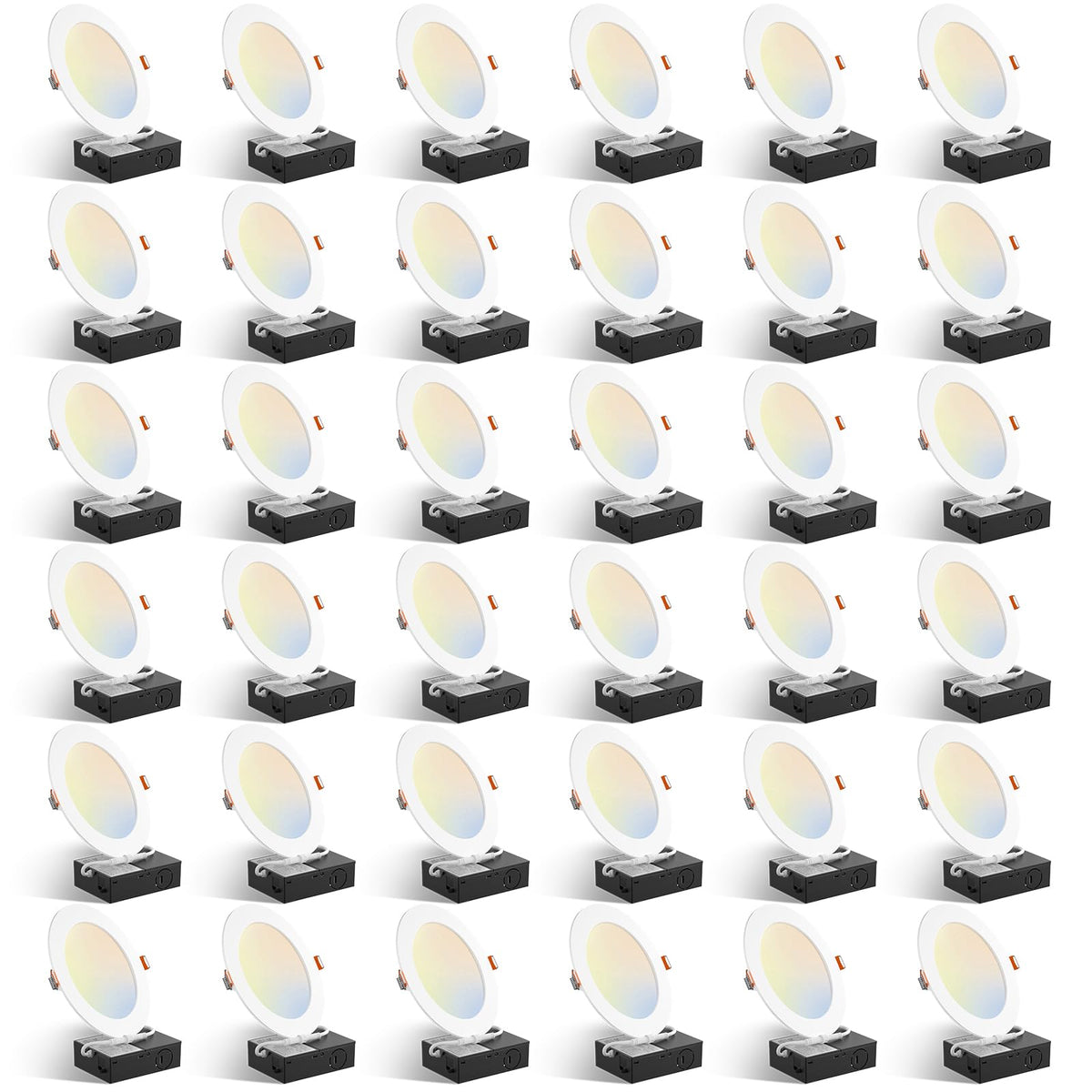 Amico 36-pack 6-inch LED recessed light package shot highlighting value and easy retrofit.