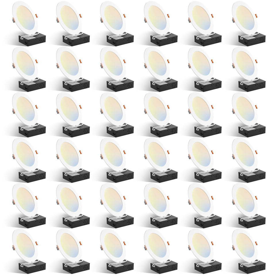 Amico 36-pack 6-inch LED recessed light package shot highlighting value and easy retrofit.