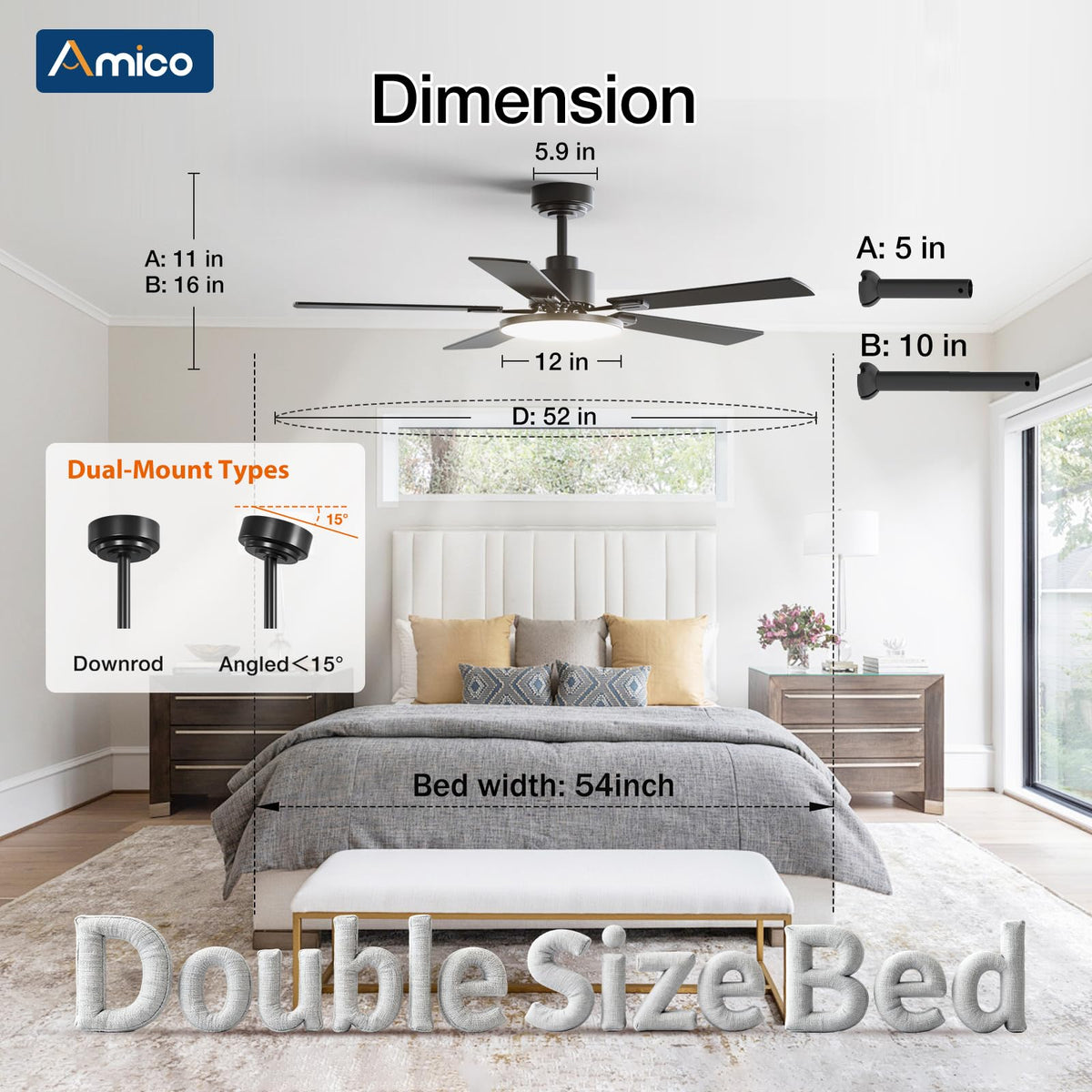 Amico 3CCT dimmable lighting for adaptive ambiance.