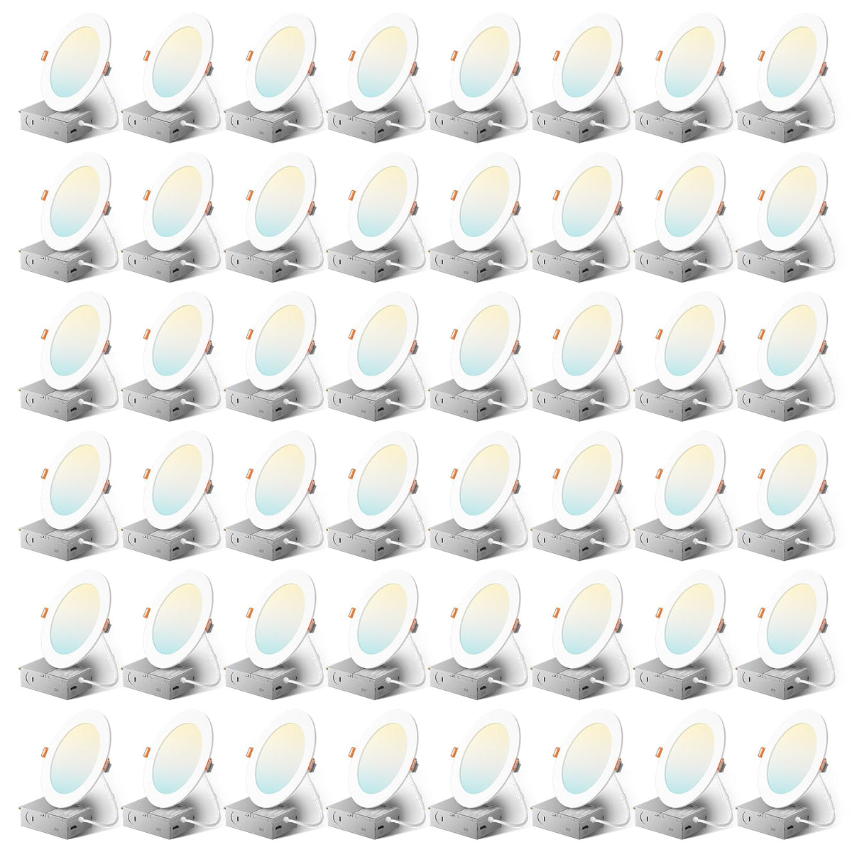 Amico 48-pack 6-inch 5CCT LED downlight demonstrates versatile color temperature for any room.