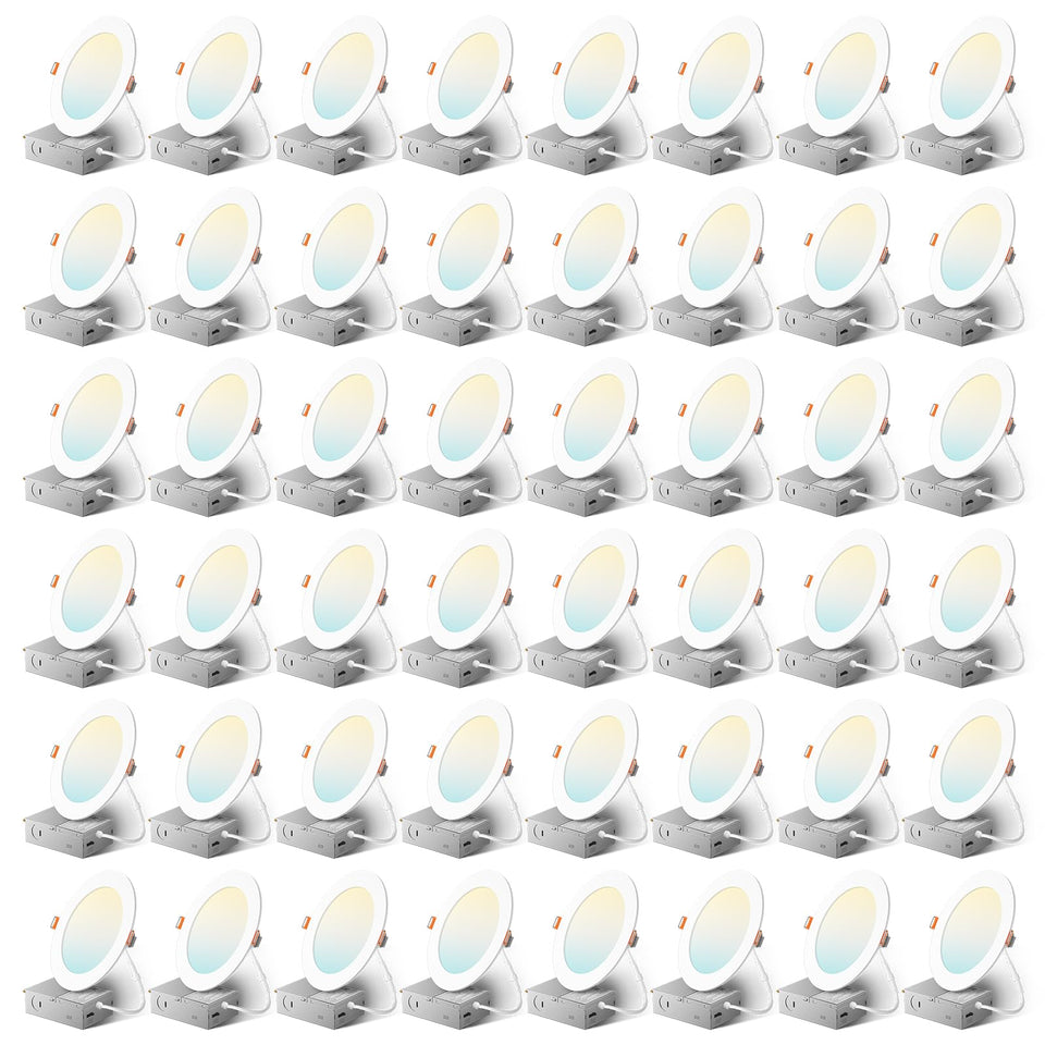 Amico 48-pack 6-inch 5CCT LED downlight demonstrates versatile color temperature for any room.