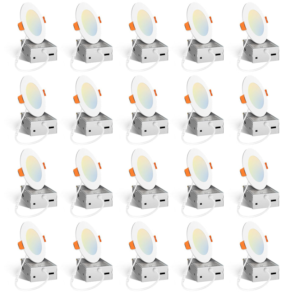 Amico 4-inch LED recessed light close-up showing 5CCT versatility for any room