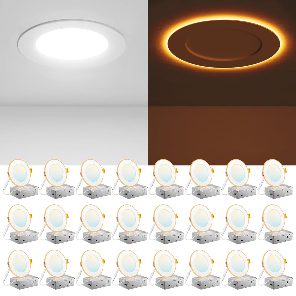 Amico 4-inch LED recessed light with night light delivering a soft amber glow for nighttime ambiance