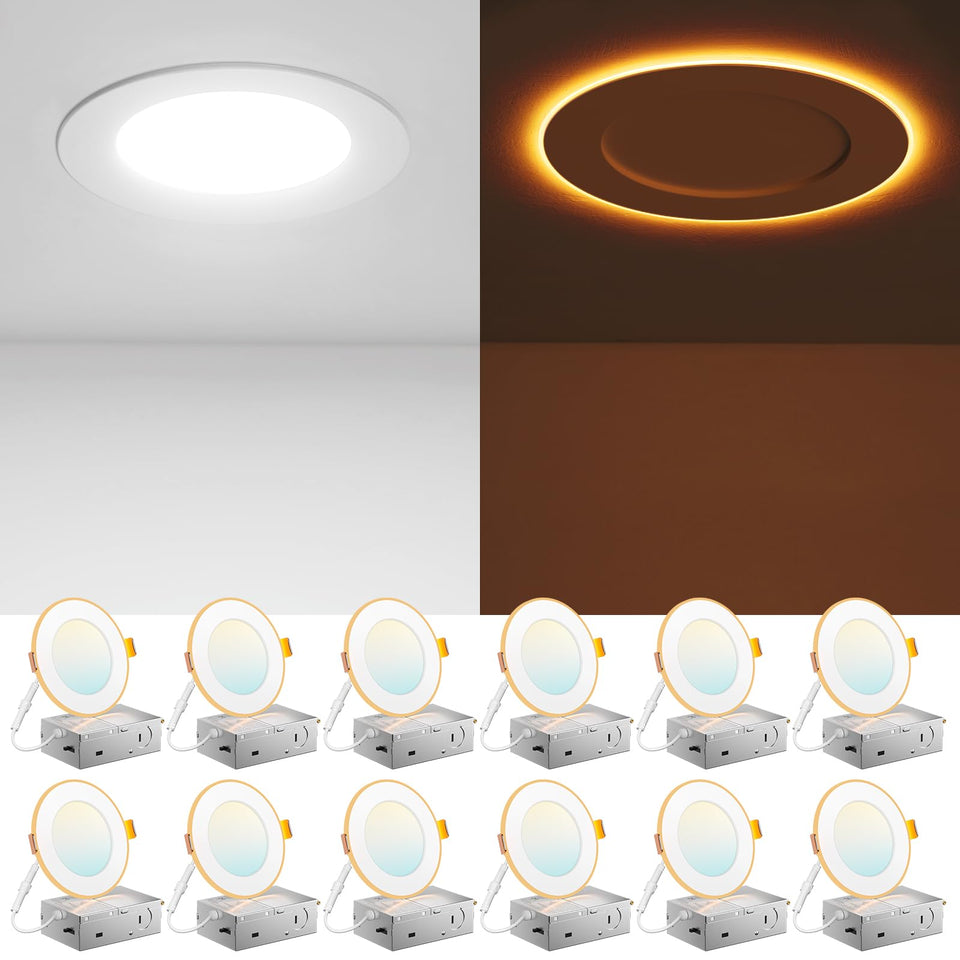 Amico 4 inch night-light downlight with amber glow for soft nighttime ambiance.