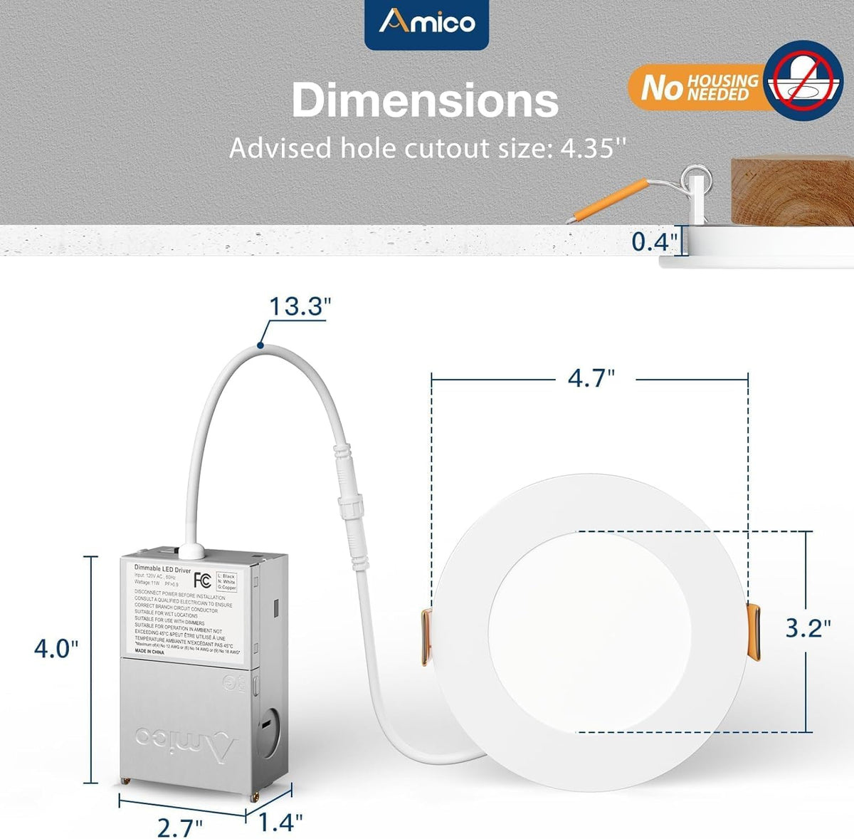 Amico 2-inch ceiling-space friendly installation for tight ceilings.