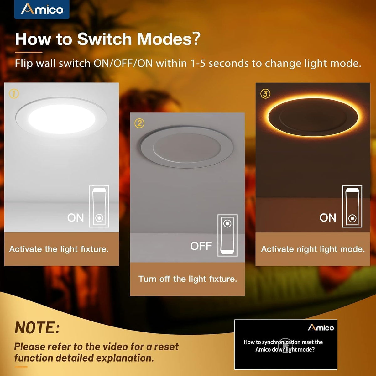 Amico 4 inch dimmable recessed light for smooth brightness control.