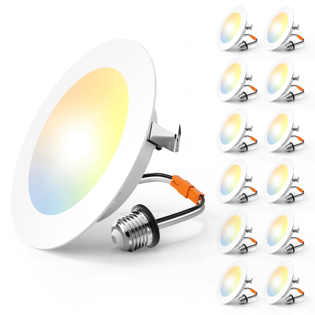 Amico 4-inch recessed lighting pack unboxing with clean white trim and even illumination.