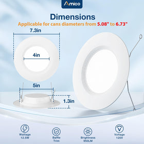 Amico 5/6-inch LED can light damp-rated for humid spaces.