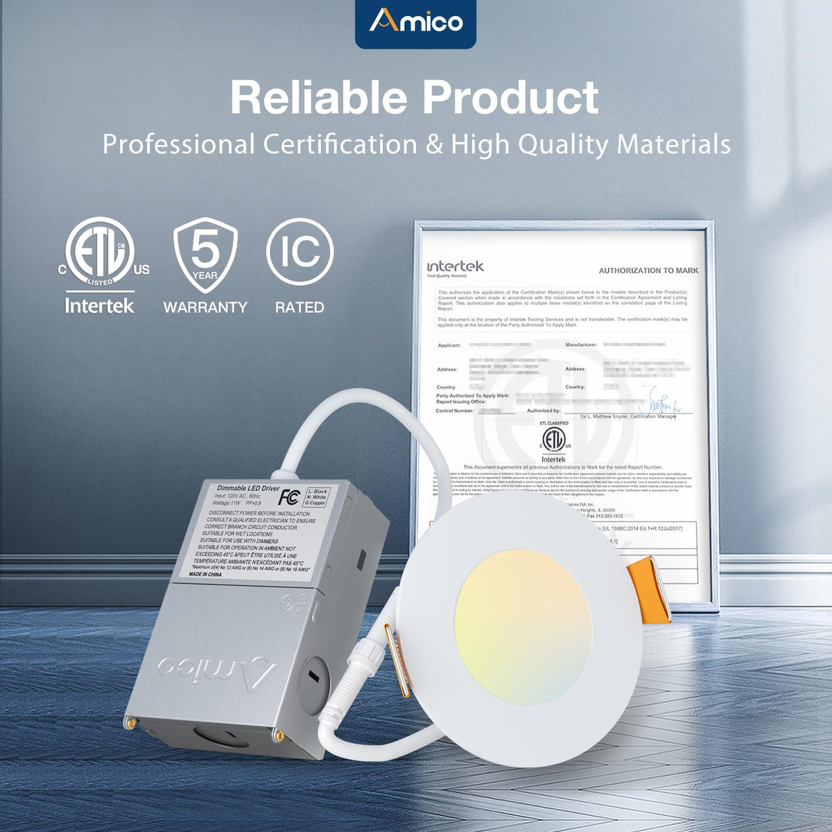 Amico 500lm 7W LED downlight delivers bright efficiency.