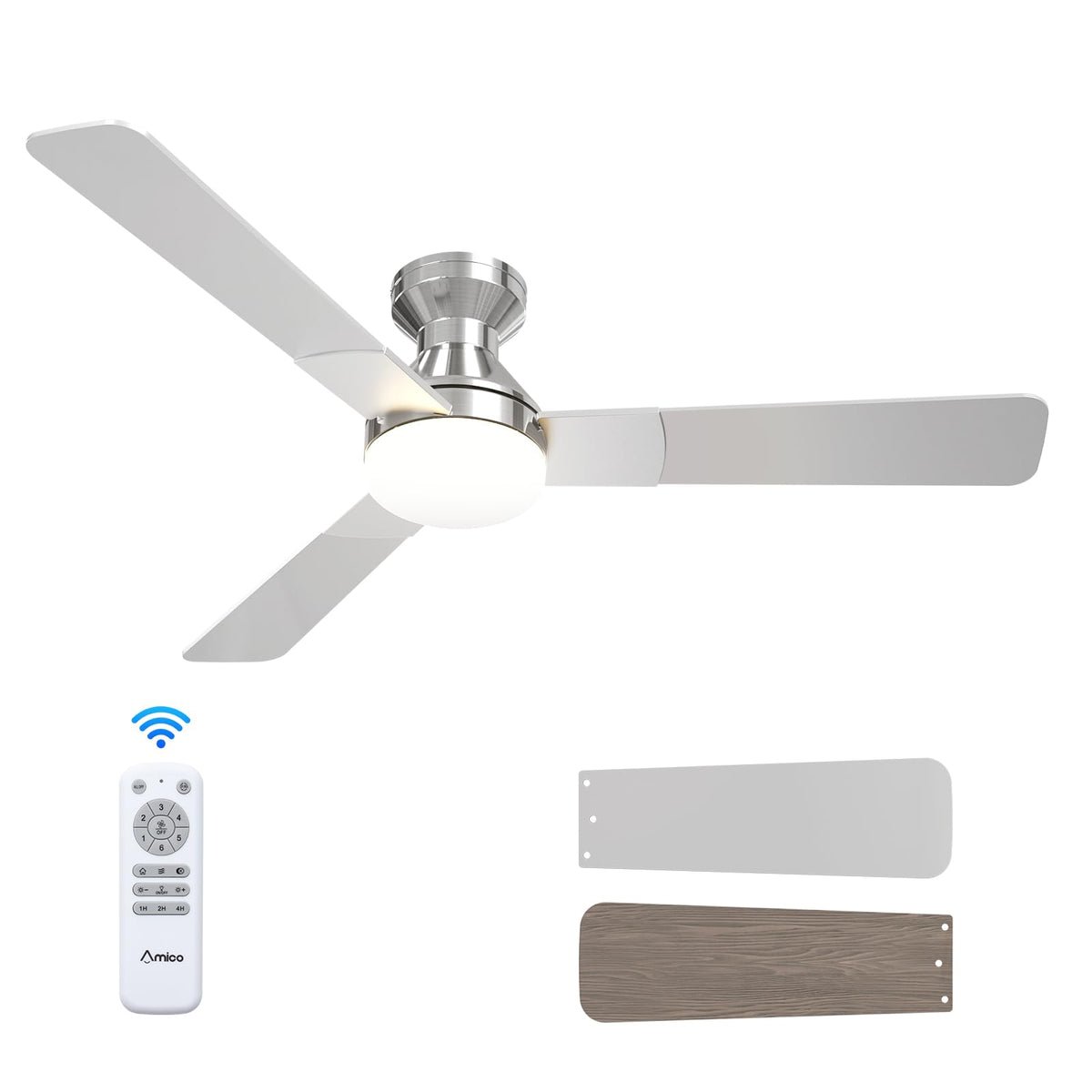Amico 52-inch ceiling fan with light remote for effortless control