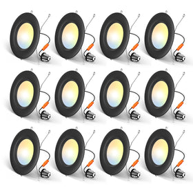 Amico 56inch LED recessed light with baffle trim for glare-free, even living room illumination.