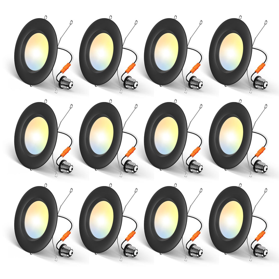 Amico 56inch LED recessed light with baffle trim for glare-free, even living room illumination.