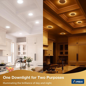 Amico 5CCT downlight enables quick color-temperature selection before install.