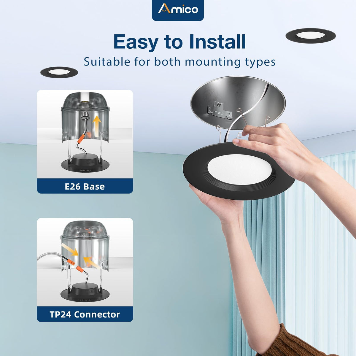 Amico 5CCT dimmable can light offering flexible warm-to-cool color for any scene.