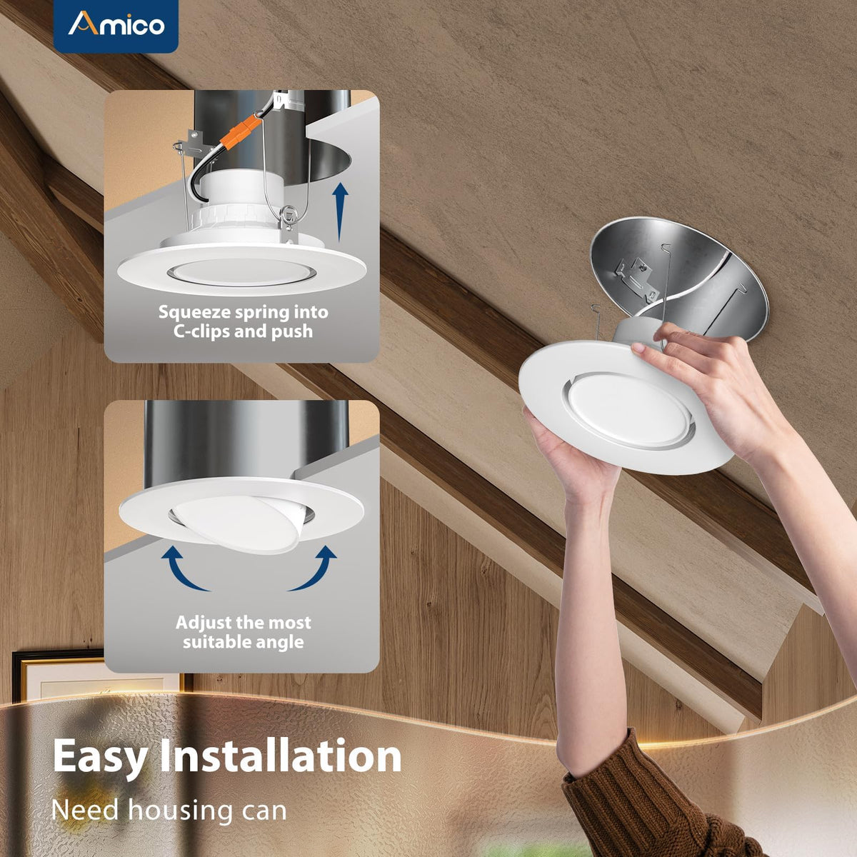 Amico 5CCT selectable LED downlight for any mood.