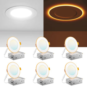 Amico 6-pack 4 inch recessed light with night light for late-night ambiance.