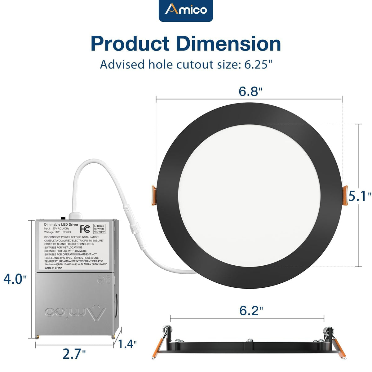 Amico damp-rated downlight suited for bathrooms and basements