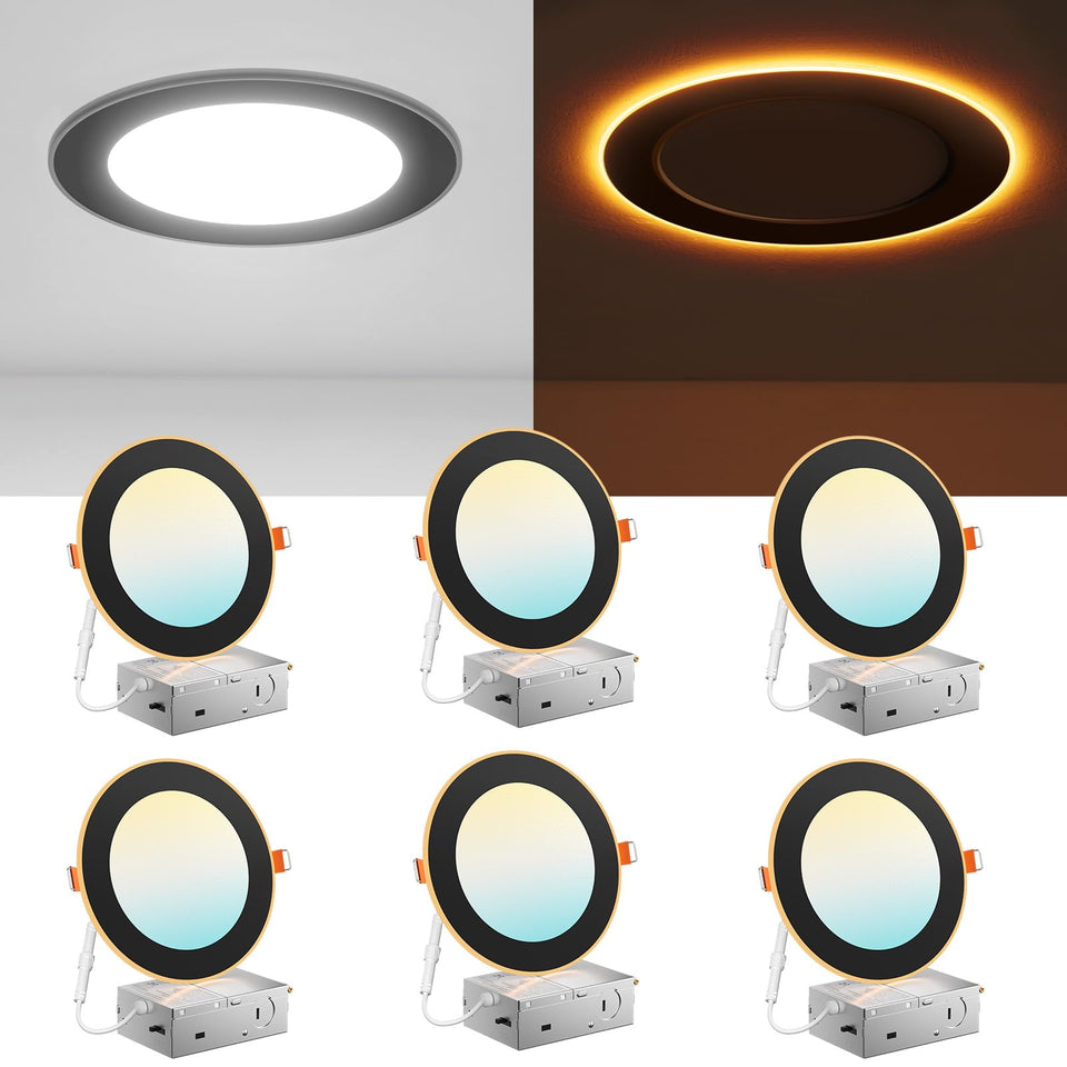 Amico 6-inch downlight with night light delivers soft amber glow for nighttime visibility.