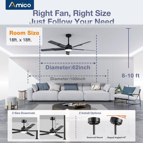 Amico 6122 CFM airflow illustration demonstrates strong cooling capability.