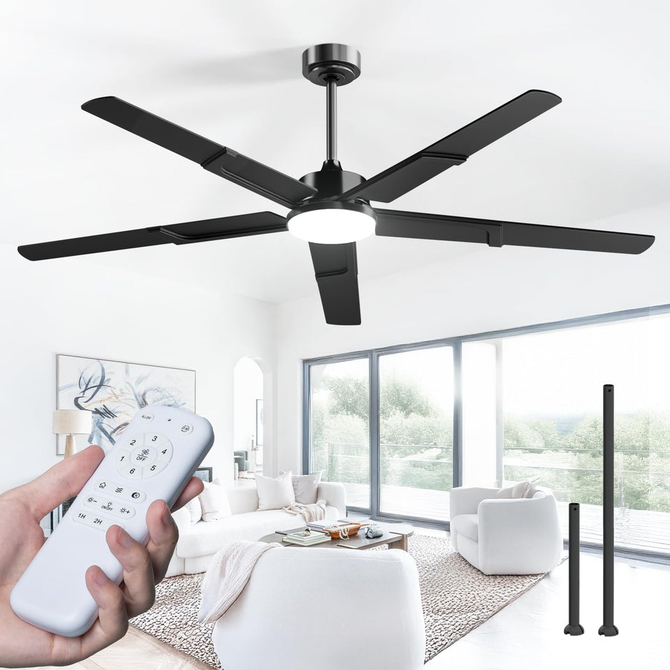 Amico 62-inch ceiling fan with lights and remote delivers powerful airflow for living rooms.