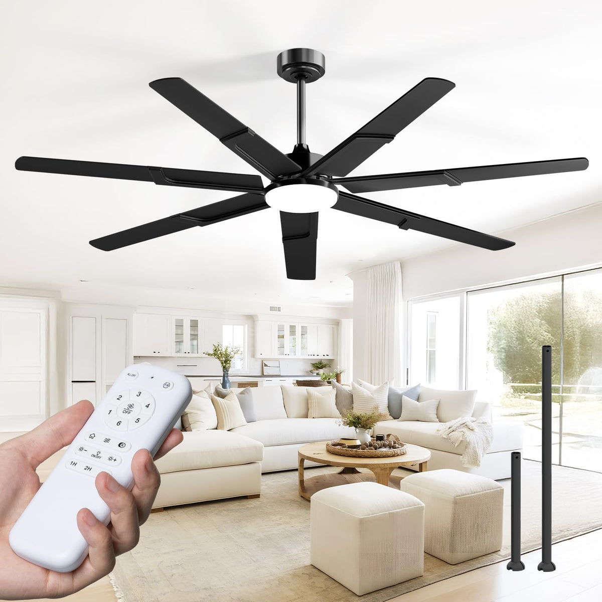 Amico 66 inch ceiling fan with light and remote for powerful cooling and ambient lighting.