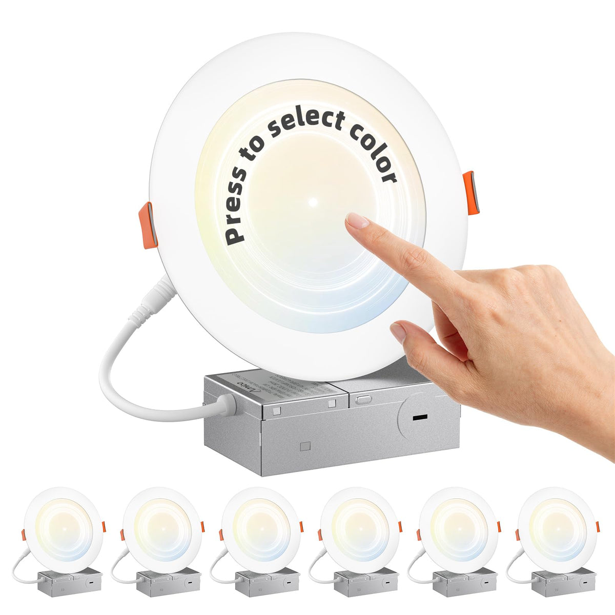 Amico 6-inch canless light with center push for easy color temperature selection