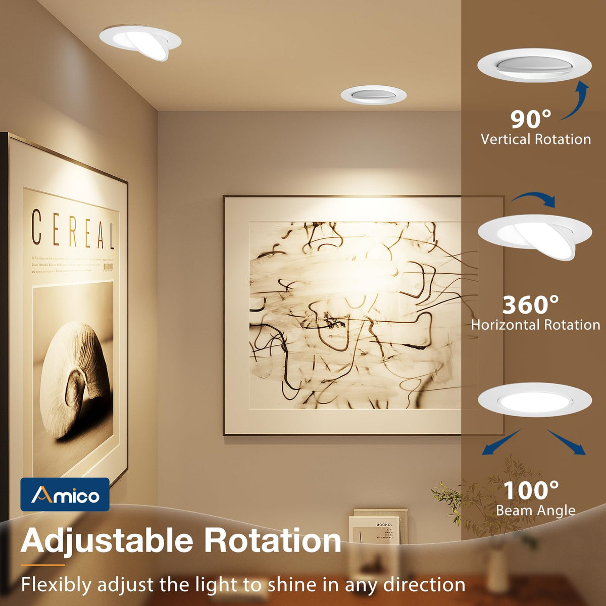 Amico 6-inch downlight with 5 CCTs offers flexible warm to cool ambience.