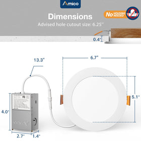 Amico 6-Inch LED recessed light offers dimmable control for mood and task lighting.