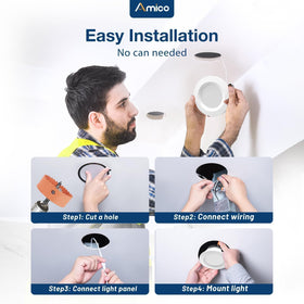 Amico 6-pack canless downlight designed for easy ceiling installation.