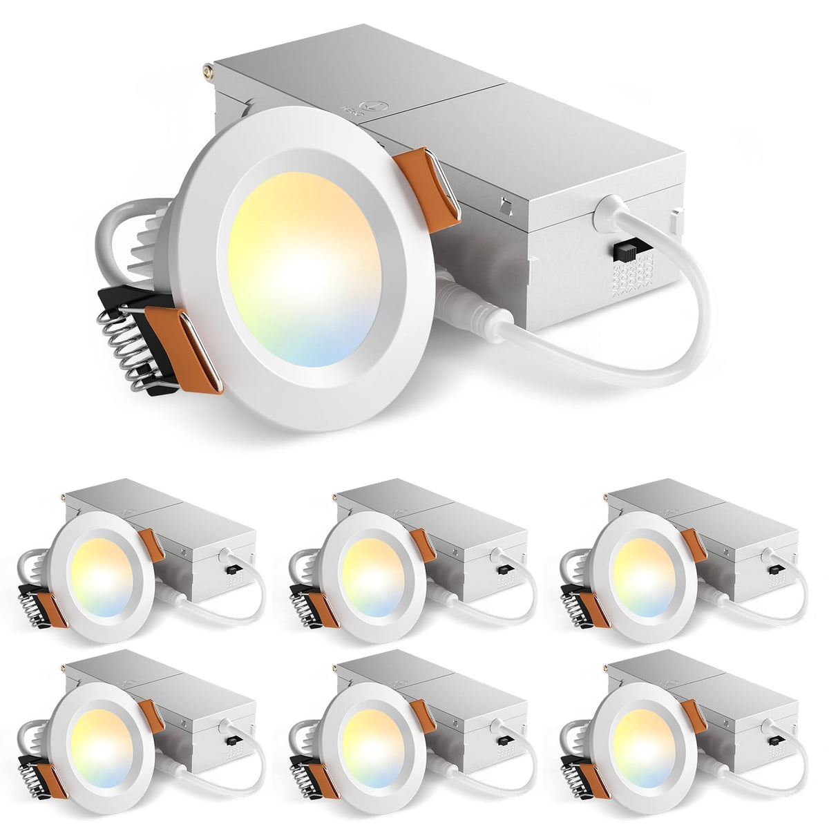 Amico 6-pack 2-inch downlight with switchable temps for flexible ambience.