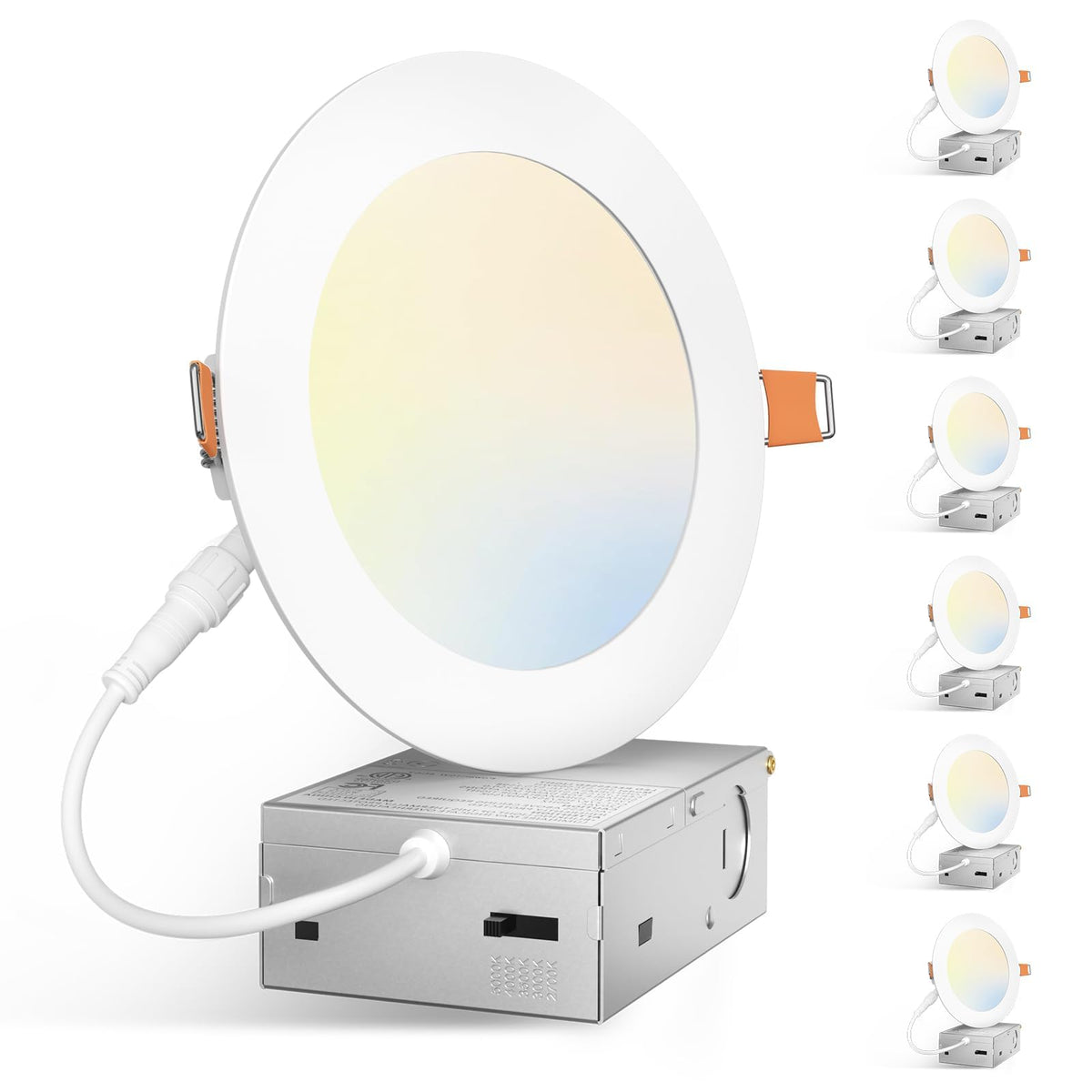 Amico 6-pack 5-inch downlight with junction box for easy installation.