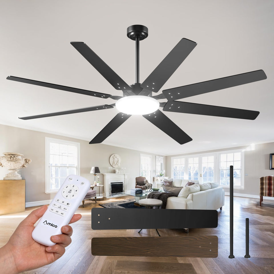 Amico 72-inch ceiling fan with light and remote for stylish cooling.