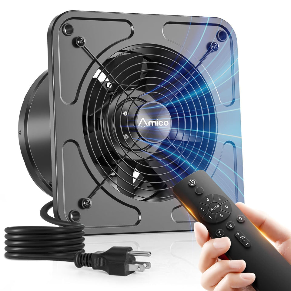 Amico 8-inch exhaust fan with remote for convenient kitchen ventilation