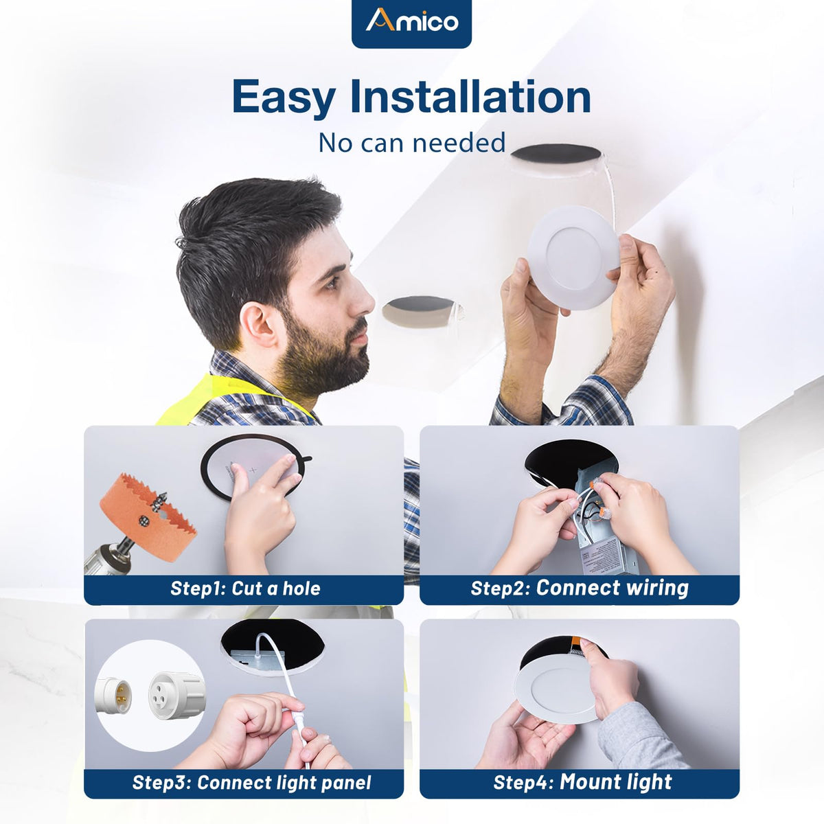 High brightness Amico downlight delivering 800 lumens at 10 watts.