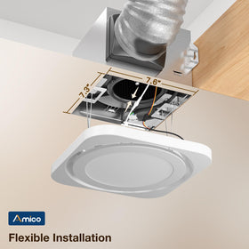 Amico bath vent and light combo fits shower rooms.